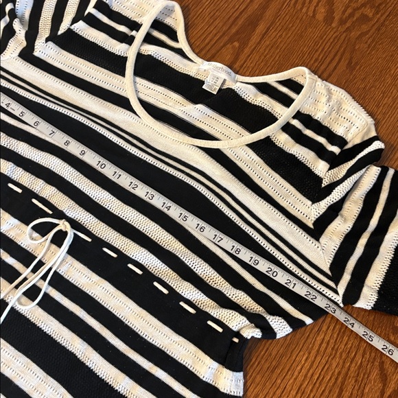 Motherhood maternity white black striped knit sweater lightweight draw string XL - Picture 7 of 10